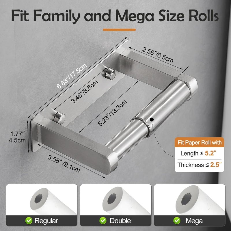 POKIM Brushed Nickel Toilet Paper Holder,Self Adhesive or Screw Wall Mount Toilet Roll Holder Stainless Steel Double Post Tissue Holder for Bathroom,Commercial Toilet Paper Dispenser - Image 5